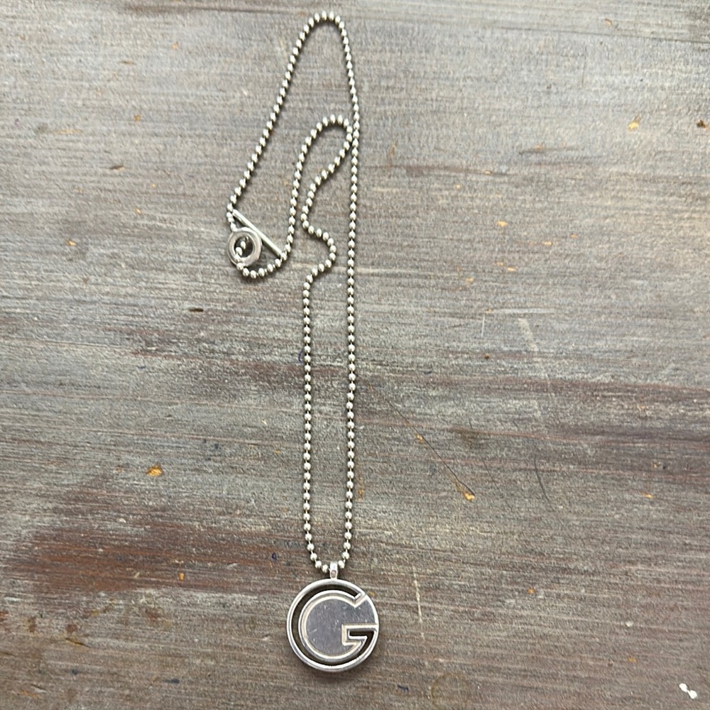 Gucci Silver Beaded Necklace with G Charm